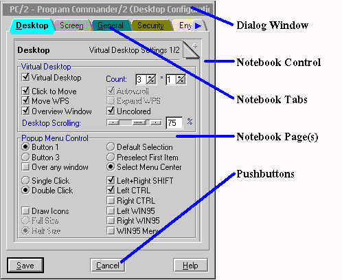 A typical dialog containing a notebook
  control