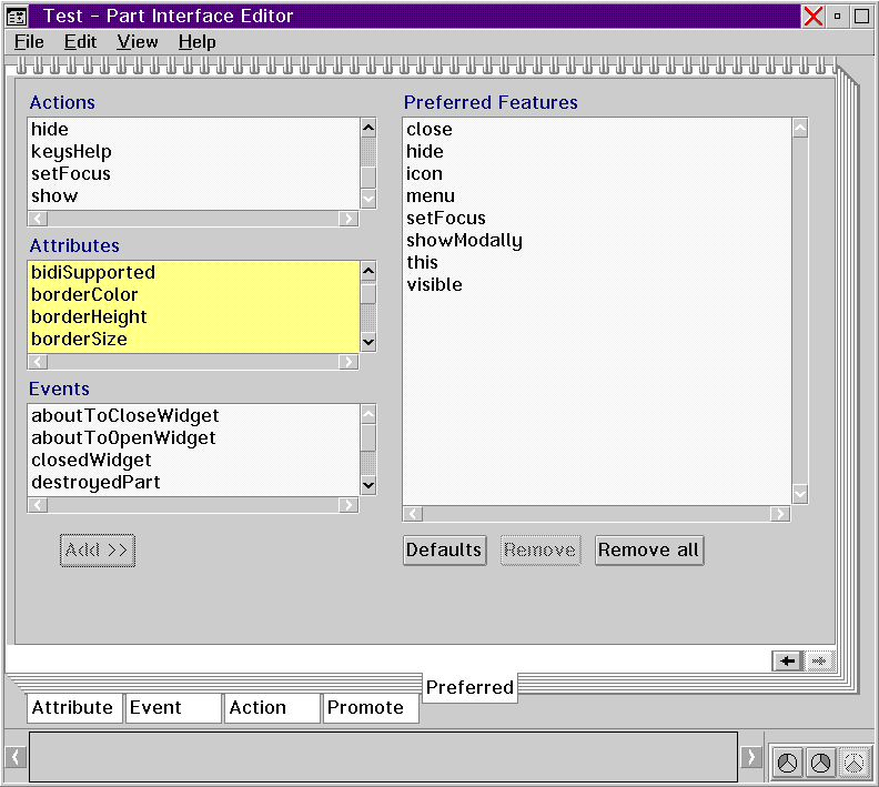 Part Interface Editor